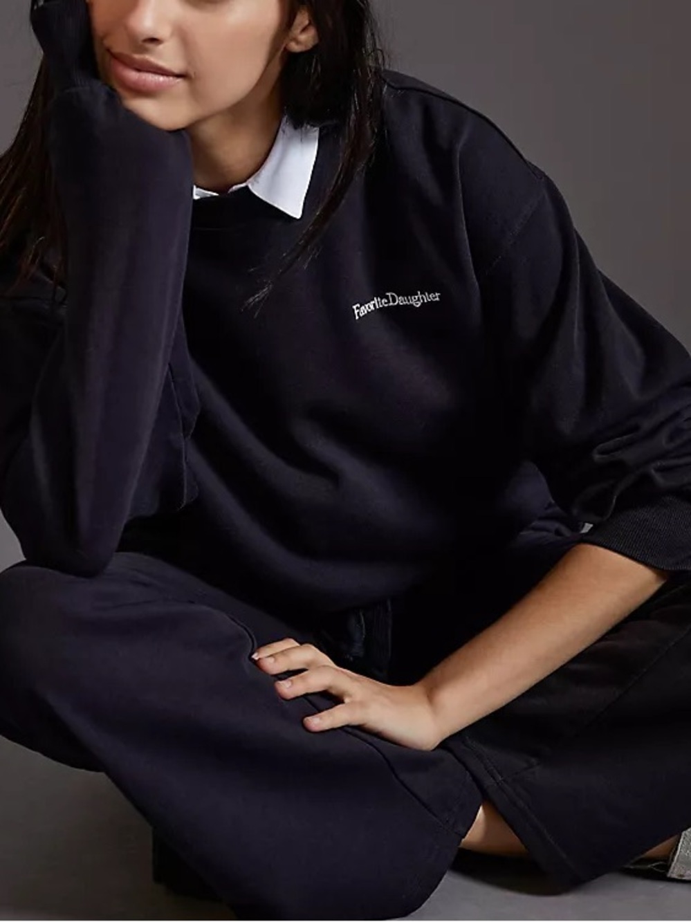 Favorite Daughter Black 100% Cotton Crew Neck Sweatshirt Large